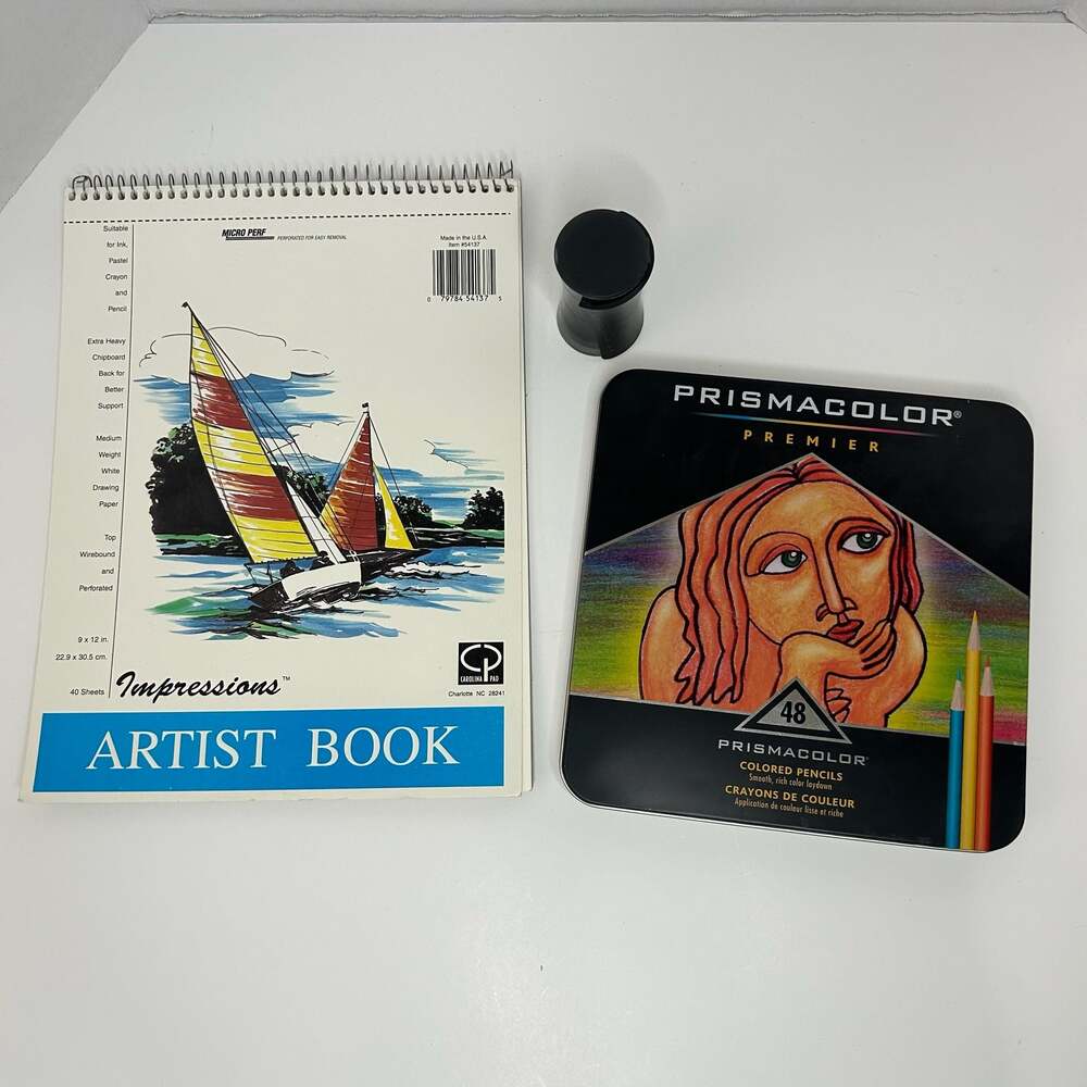 Prismacolor Premier 48 Ct Colored Pencils Set w/Sharpener&Impressions ArtistBook